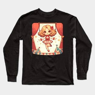 Circus girl give show on flying trapeze Long Sleeve T-Shirt